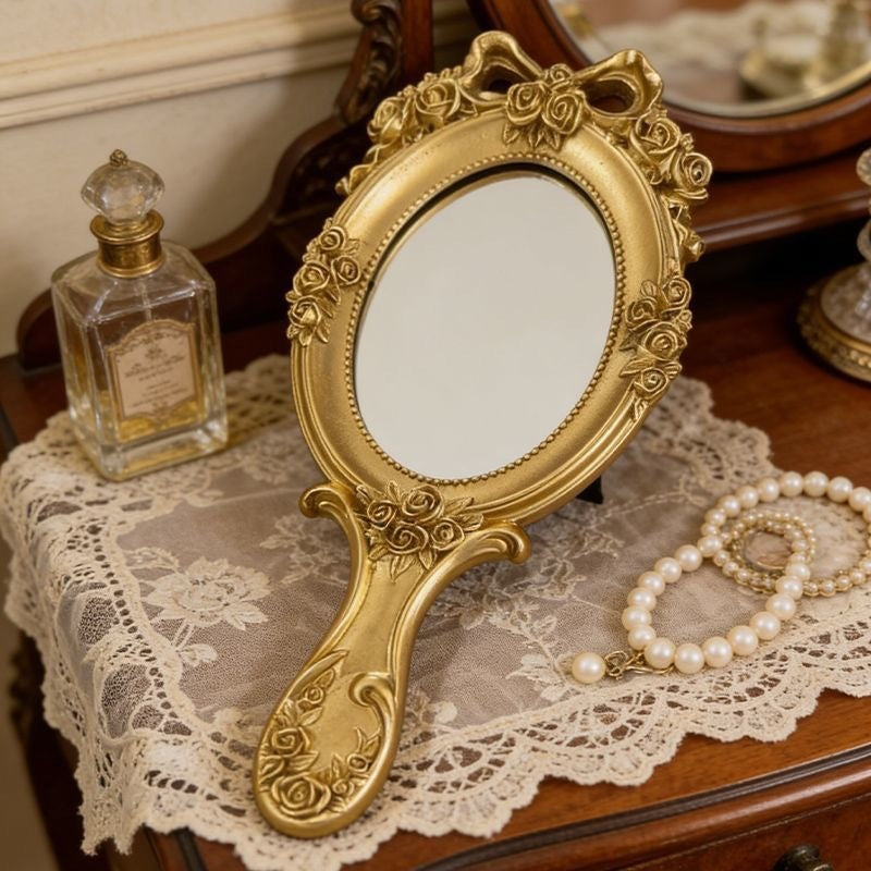 Vintage Floral Hand Mirror Homeandso