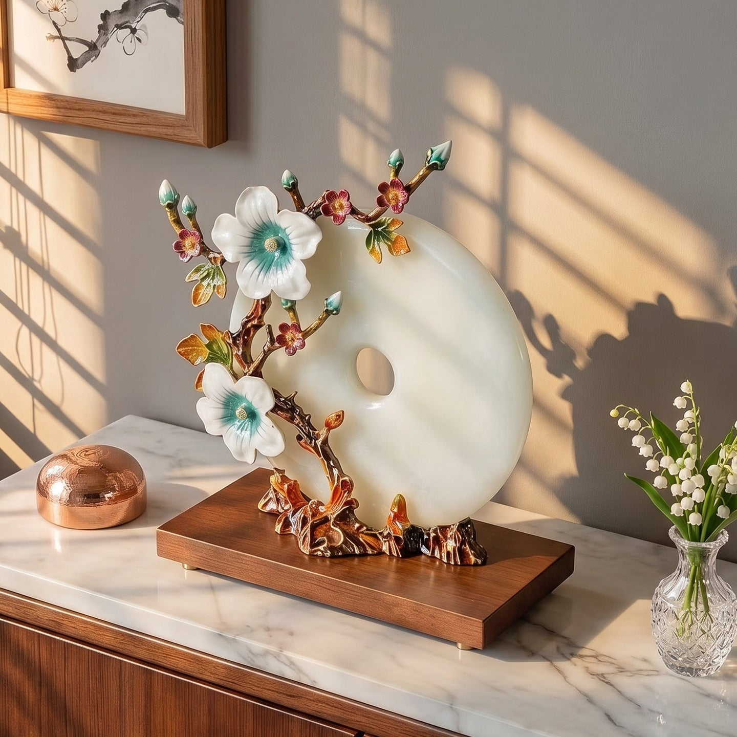Elegant Floral Decorative Sculpture Homeandso