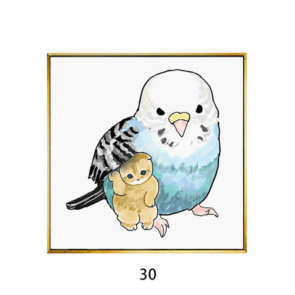 Whimsical Bird and Kitten Illustrated Wall Art Homeandso