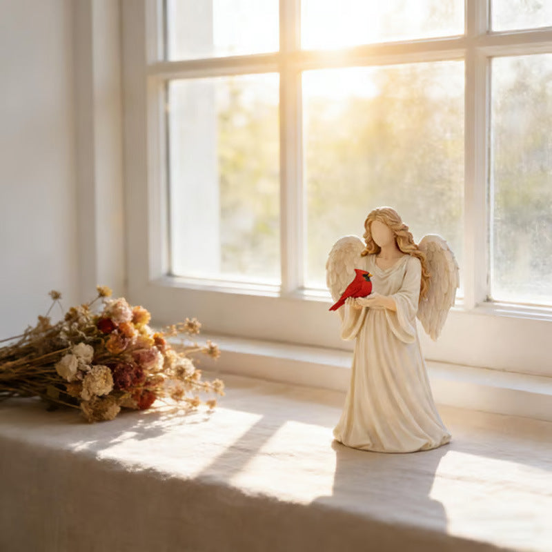 Angel Figurine with Cardinal Homeandso
