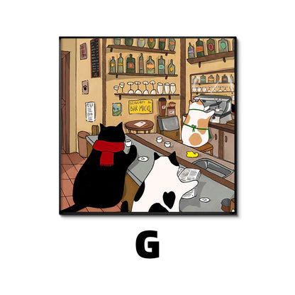 Whimsical Cat-Themed Art Print Homeandso