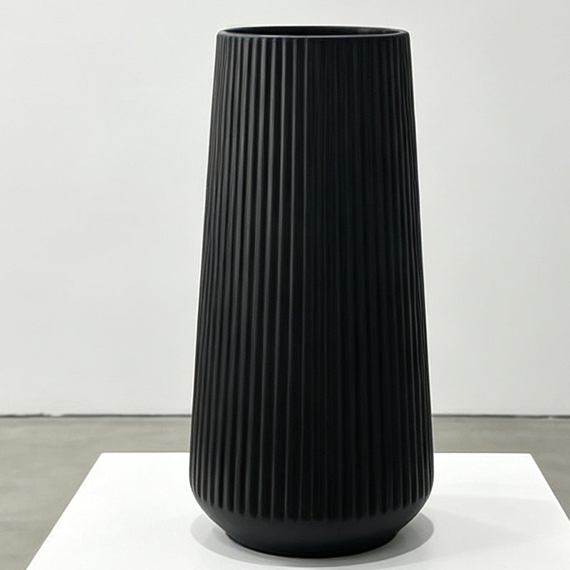 Modern Vertical Ribbed Ceramic Vase