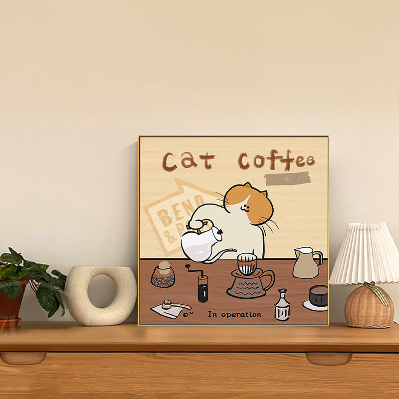 Whimsical Cat-Themed Print Artwork Homeandso
