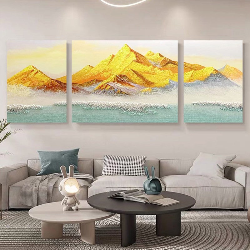 Textured Mountain Landscape Triptych Artwork Homeandso
