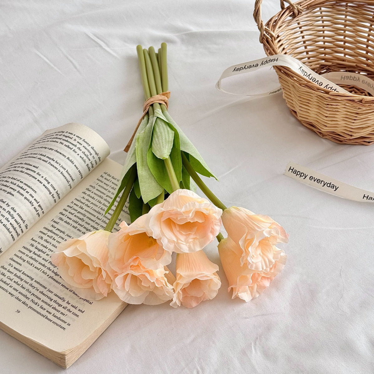 Realistic Silk Tulip Bouquet for Home Display