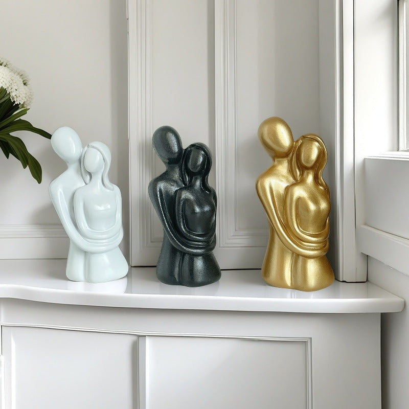 Romantic Couple Embrace Sculpture Homeandso