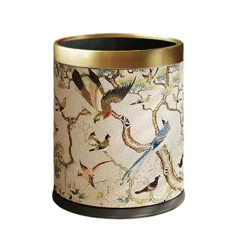 Decorative Waste Bin with Floral Bird Design Homeandso