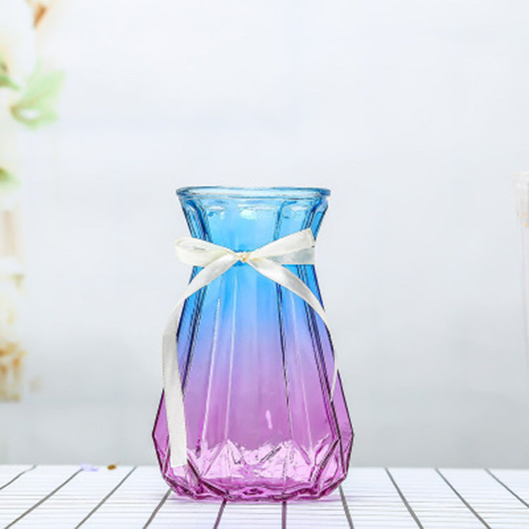 Geometric Patterned Glass Flower Vase