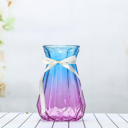 Geometric Patterned Glass Flower Vase
