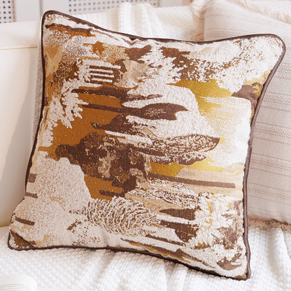 Artistic Landscape Patterned Throw Pillow