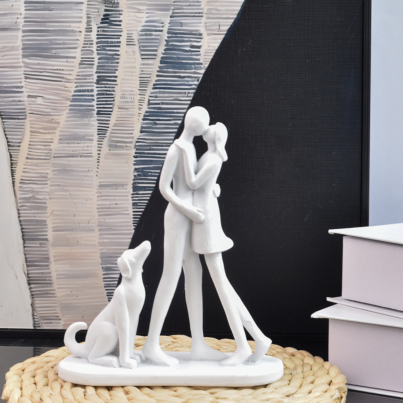 Love Couple and Dog Figurine Homeandso