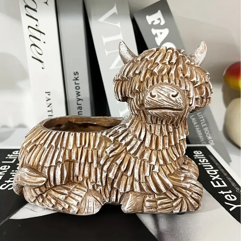 Decorative Highland Cow Planter Homeandso
