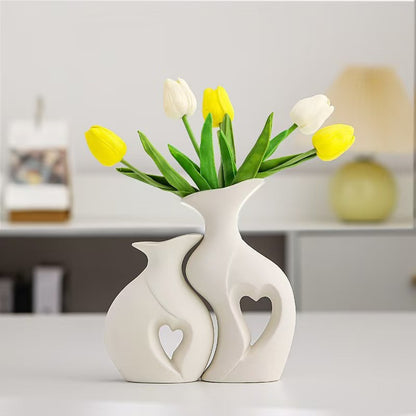 Elegant Heart-Shaped Ceramic Flower Vase Homeandso