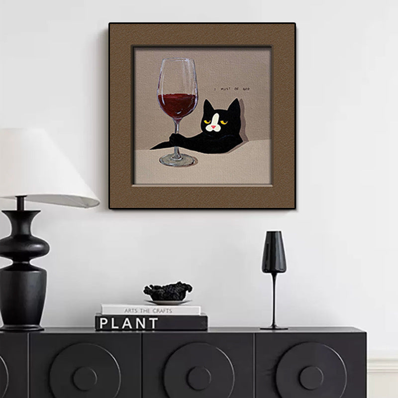 Whimsical Cat-Themed Framed Art Print Homeandso