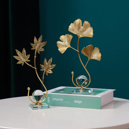 Elegant Gold Ginkgo Leaf Sculpture Homeandso