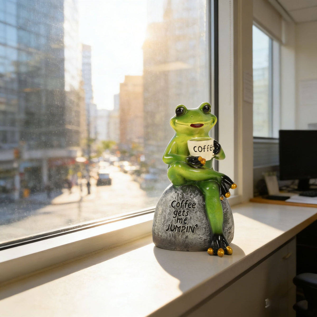 Coffee-Themed Frog Figurine Homeandso
