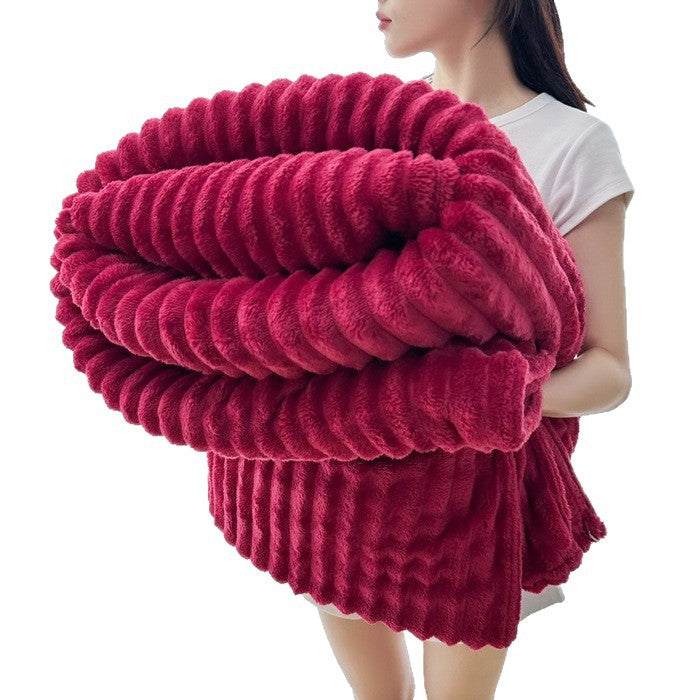 Plush Ribbed Throw Blanket