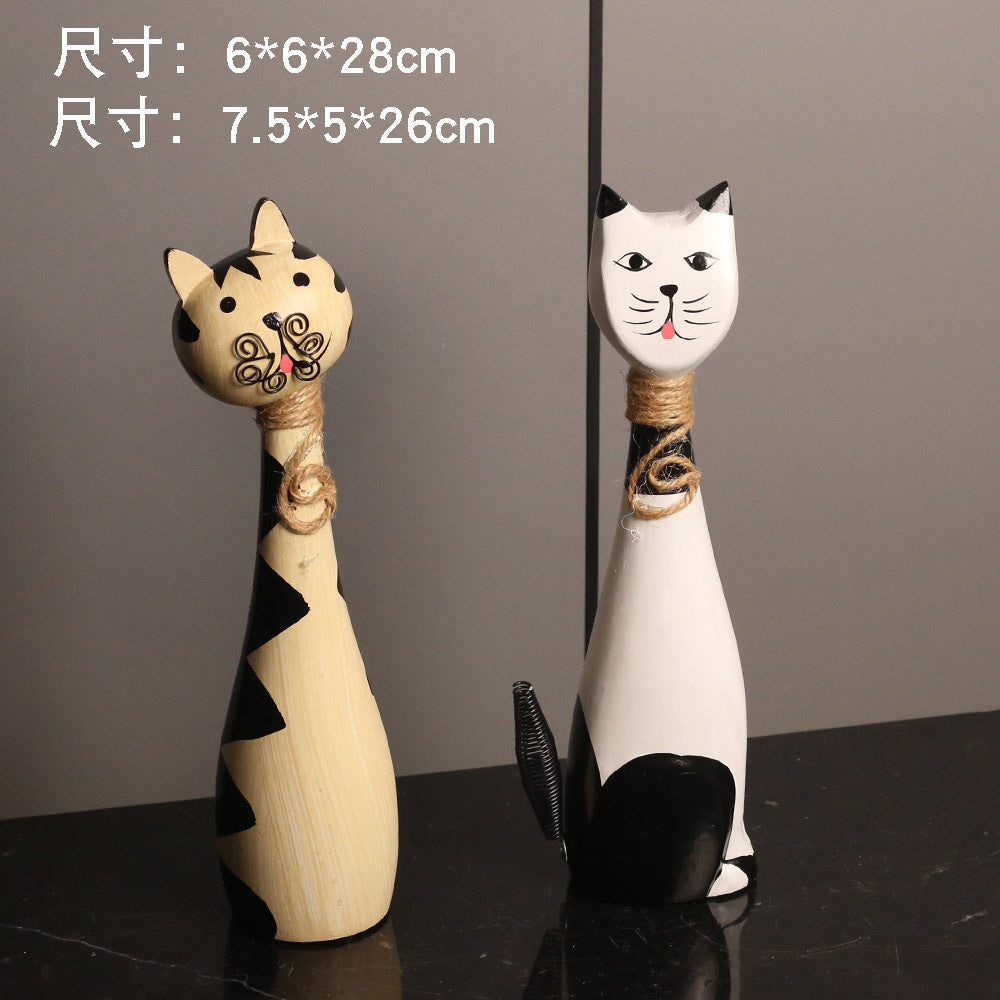 Decorative Wooden Cat Figurines Homeandso