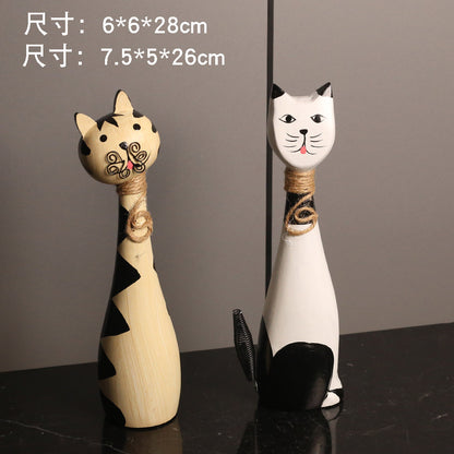 Decorative Wooden Cat Figurines Homeandso