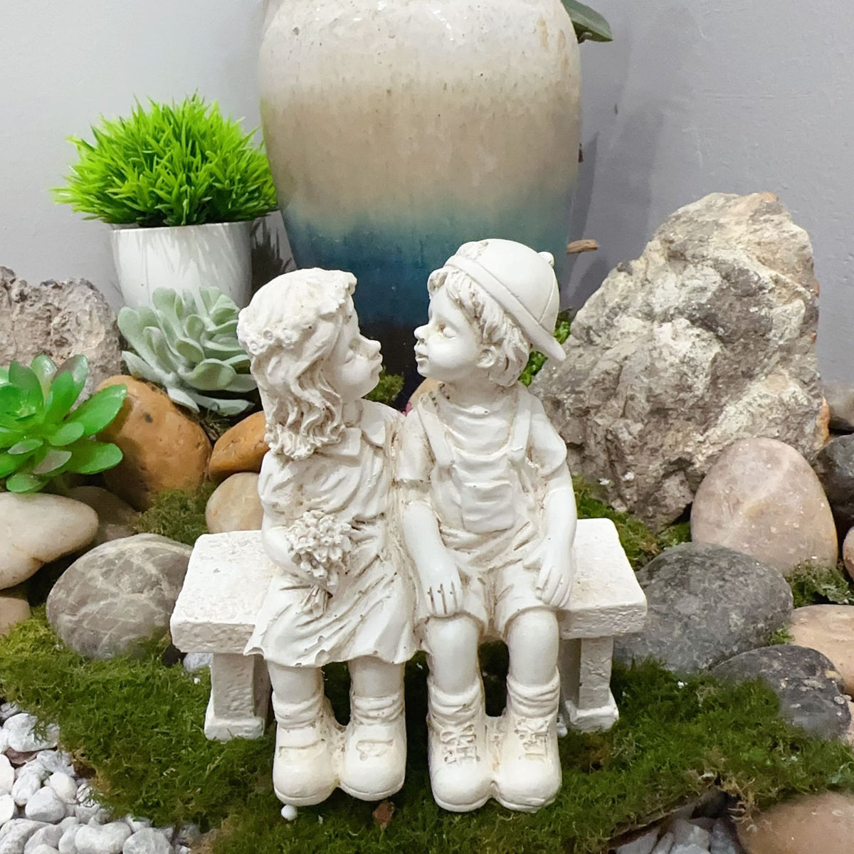 Cute Children Sitting Sculpture Homeandso