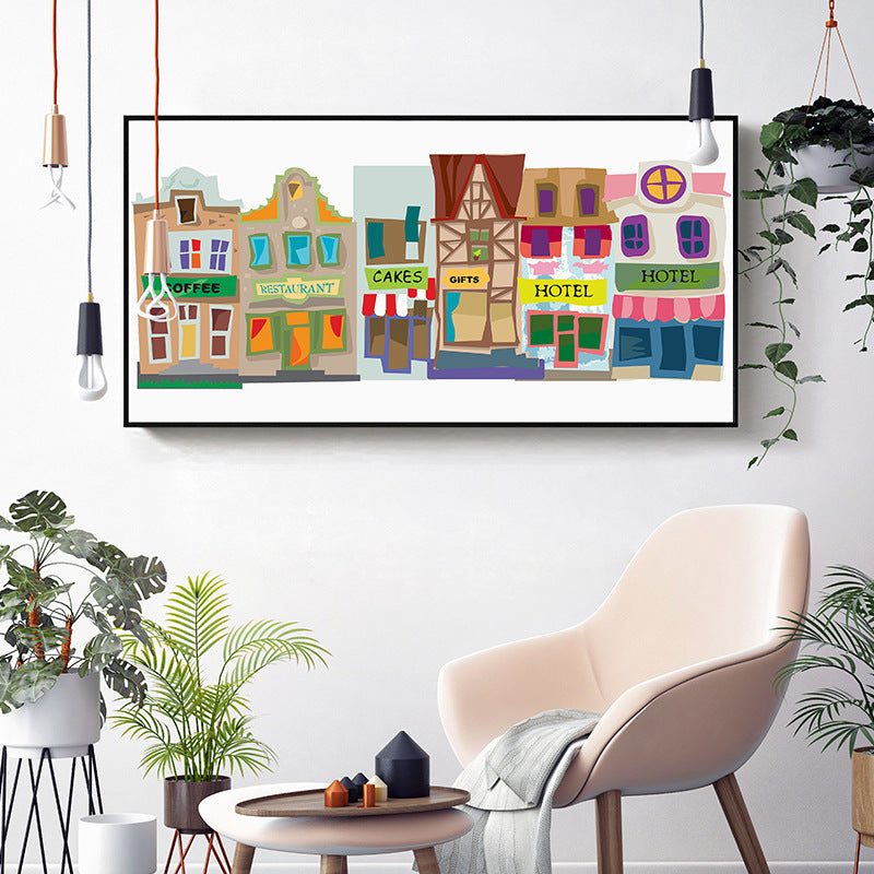 Framed Illustrative Cityscape Wall Art Homeandso