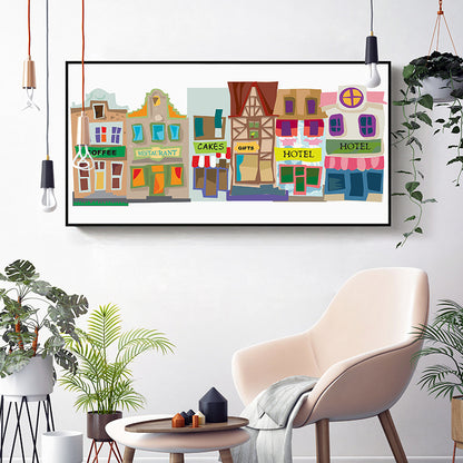 Framed Illustrative Cityscape Wall Art Homeandso