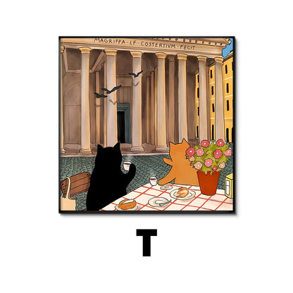 Whimsical Cat-Themed Art Print Homeandso