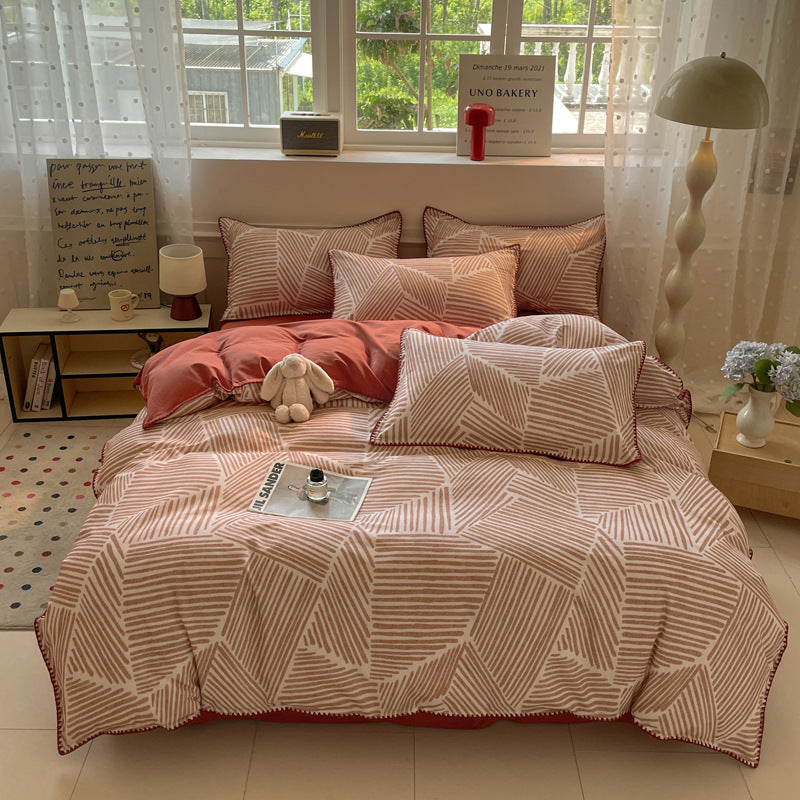Textured Geometric Pattern Bedding Set