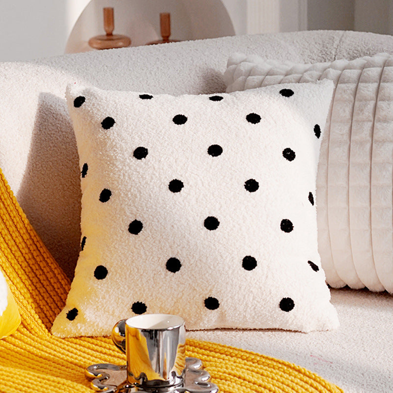 Cozy Textured Polka Dot Decorative Pillow