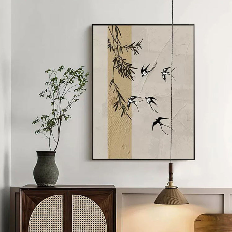 Decorative Wall Art with Bamboo and Bird Motif Homeandso