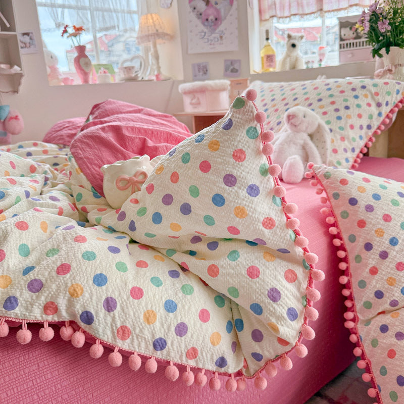 Heart Patterned Decorative Pillow and Duvet Cover Set Homeandso