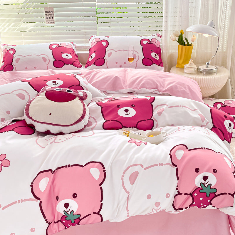 Playful Floral Cartoon Duvet Cover Set Homeandso