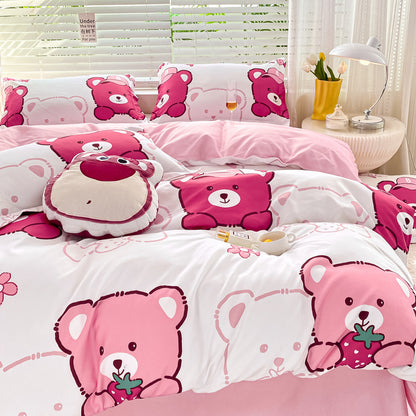 Playful Floral Cartoon Duvet Cover Set Homeandso