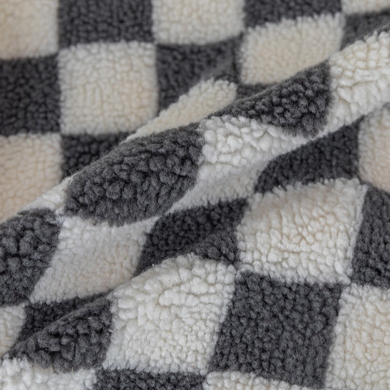 Plush Checkerboard Throw Pillow