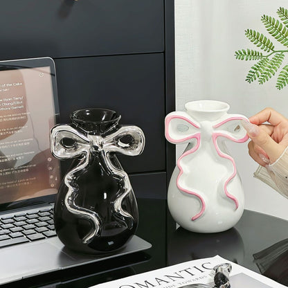 Decorative Bow-Shaped Art Vase Homeandso