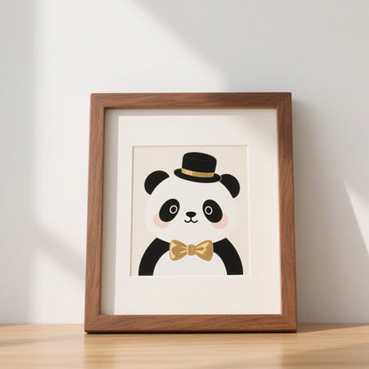 Whimsical Panda Illustration Frame