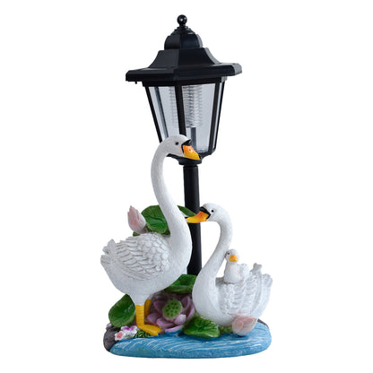 Decorative Swan Family Solar Lantern Homeandso