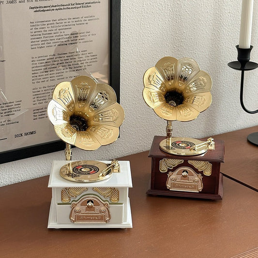 Vintage-Inspired Miniature Gramophone Decor