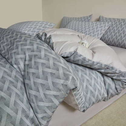 Embroidered Leaf Print Duvet Cover Set