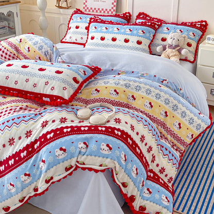 Plush Floral Print Bedding Set