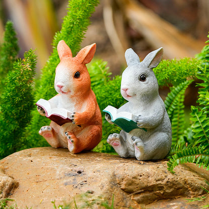 Adorable Reading Rabbit Figurine Homeandso