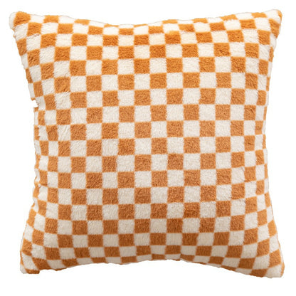 Plush Checkered Throw Pillow