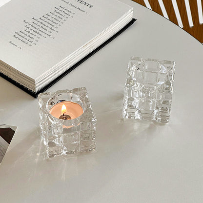 Crystal Glass Candle Holder Set