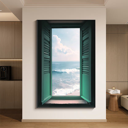 Coastal Window View Canvas Art Homeandso