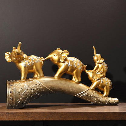 Decorative Elephant Family Sculpture Homeandso