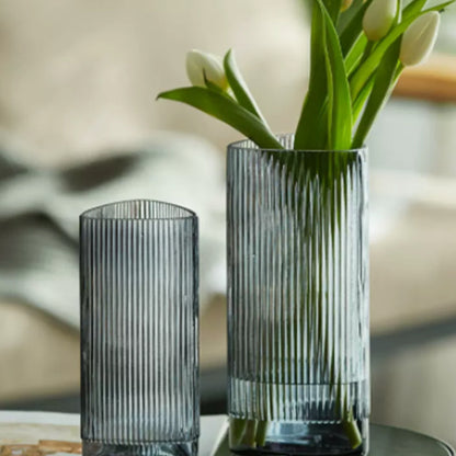 Stylish Vertical Striped Glass Vase