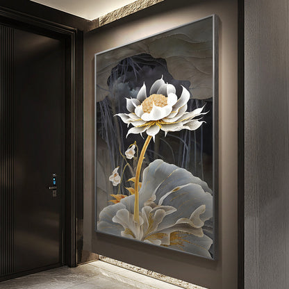 Elegant Lotus Flower Framed Art Homeandso