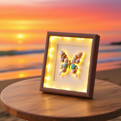 Illuminated Shell Butterfly Shadow Box Frame