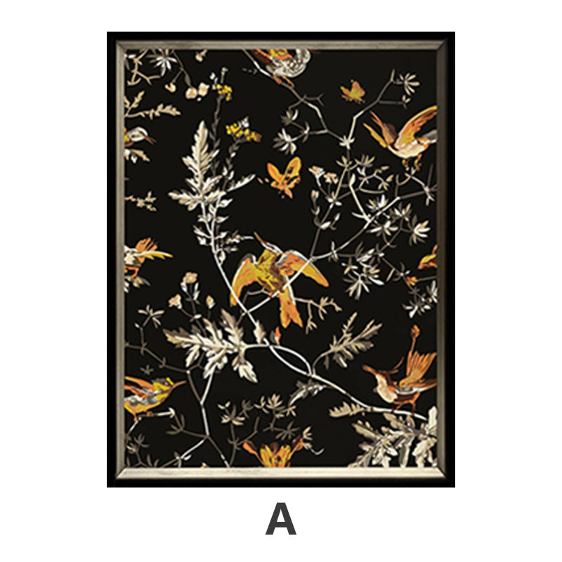 Decorative Framed Bird and Floral Artwork Homeandso