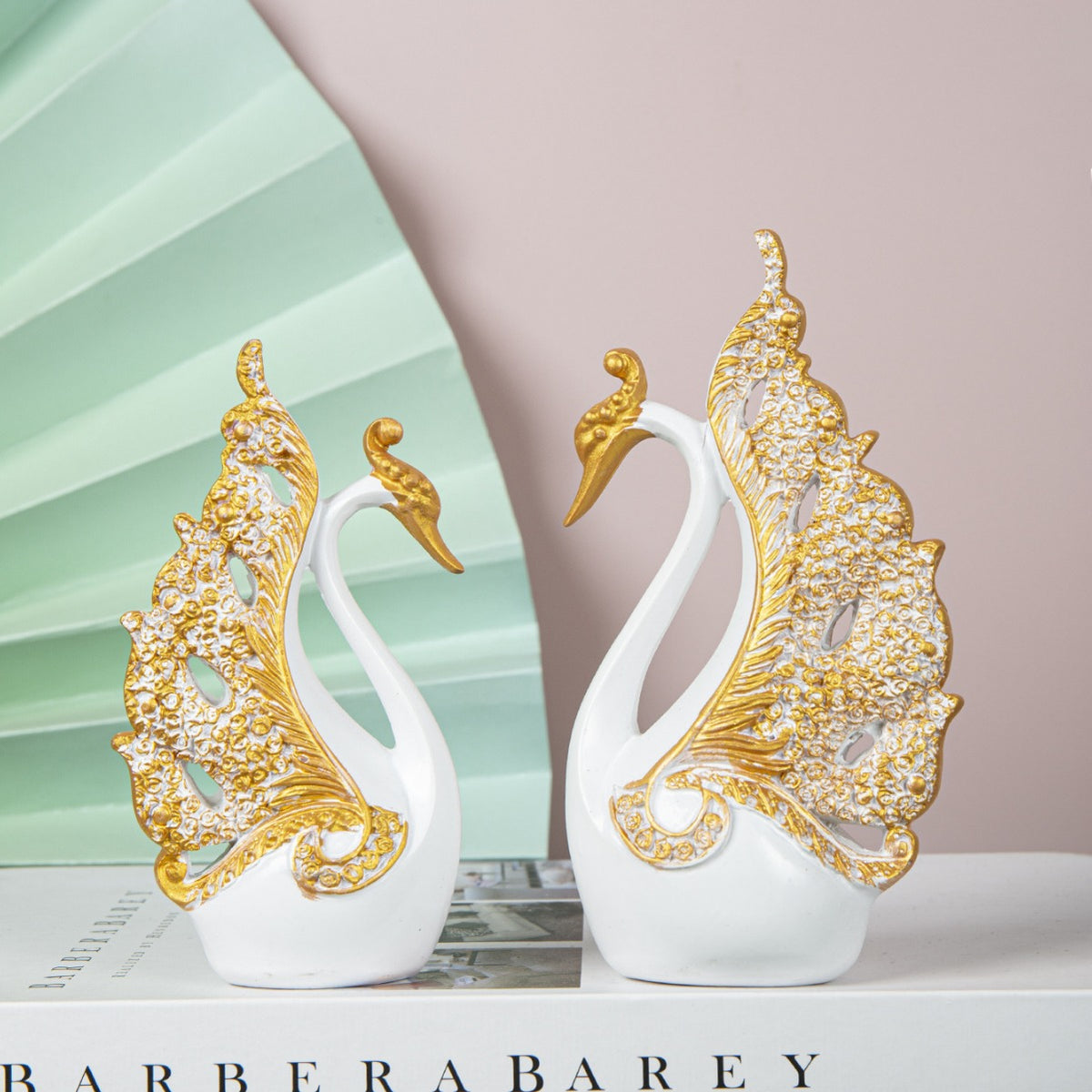 Elegant Ceramic Swan Figurines Homeandso
